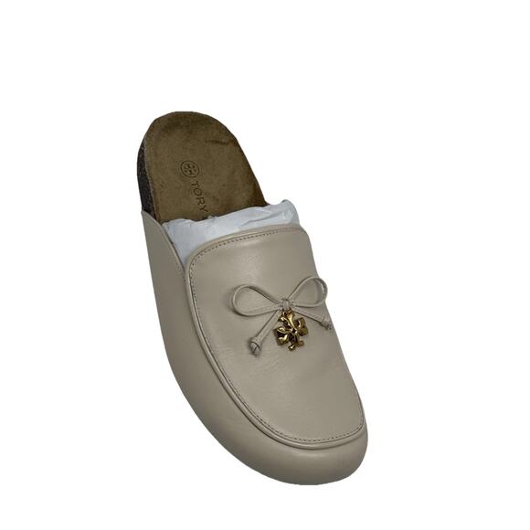 Tory Burch shoes Tory Charm Mules Flat Slip-on Brie Genuine Leather Natural 9 - Picture 4 of 8
